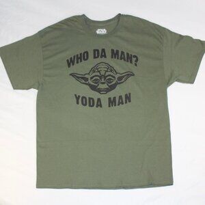 StarWars Large "Who Da Man? Yoda Man" Green Tshirt